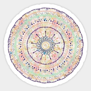 Whimsical watercolor tribal doodles mandala Sticker